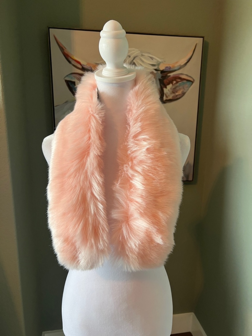 Soft Peach Pink Faux Fur Collar Scarf
